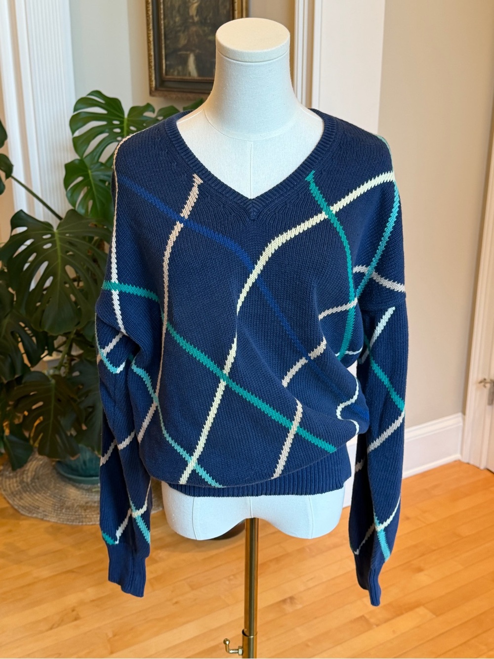 Vintage Tuttle Golf Geometric Grandpa Sweater Unisex M Academia Preppy